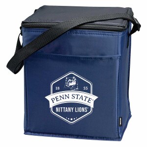 navy soft cooler with white Penn State Nittany Lions 1855 Lion Shrine graphic